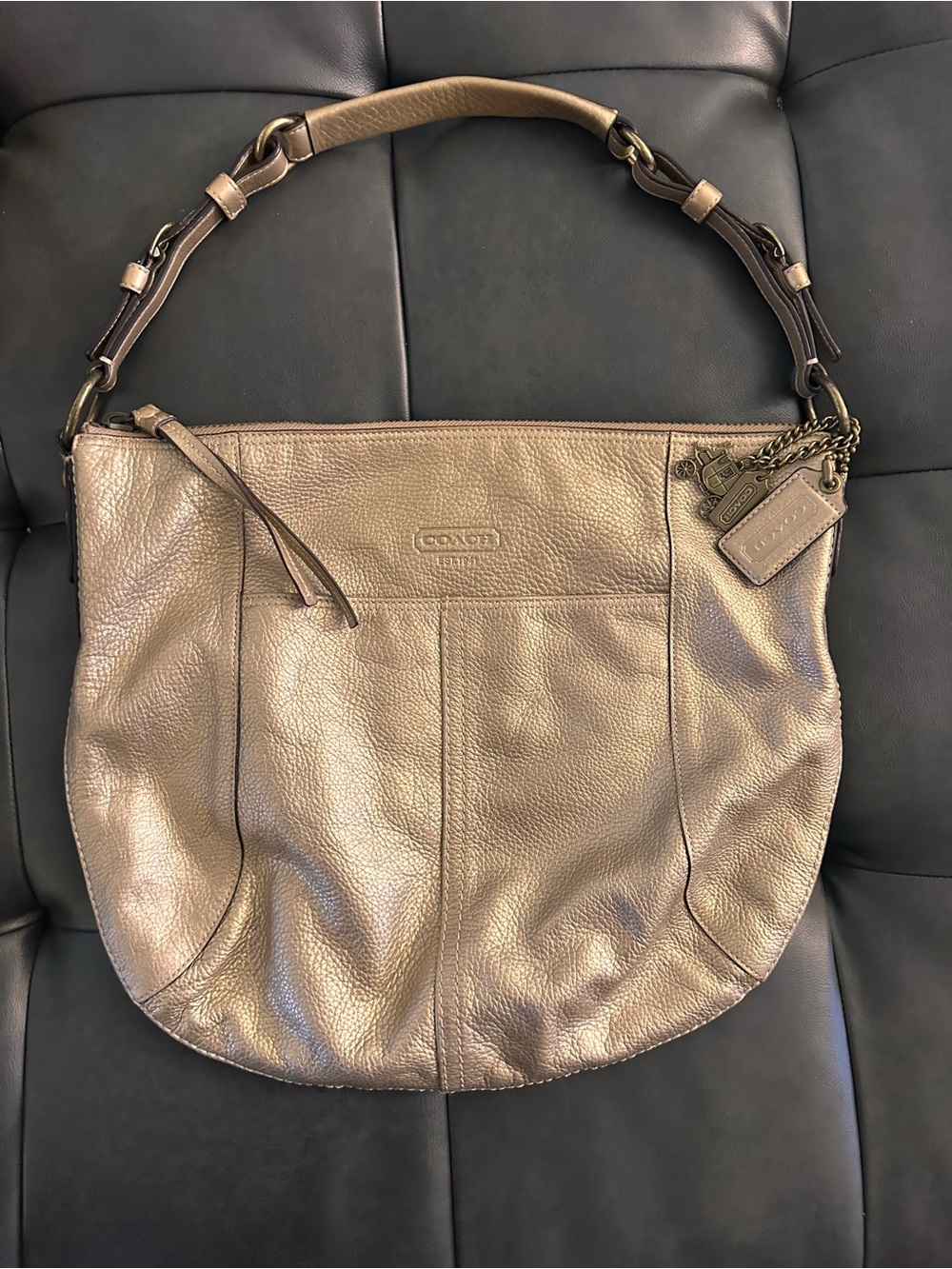 Coach Soho Metallic Gold Pebbled Leather hobo Shoulder Bag